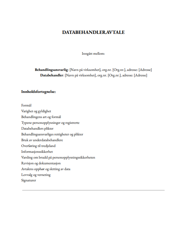 Databehandleravtale