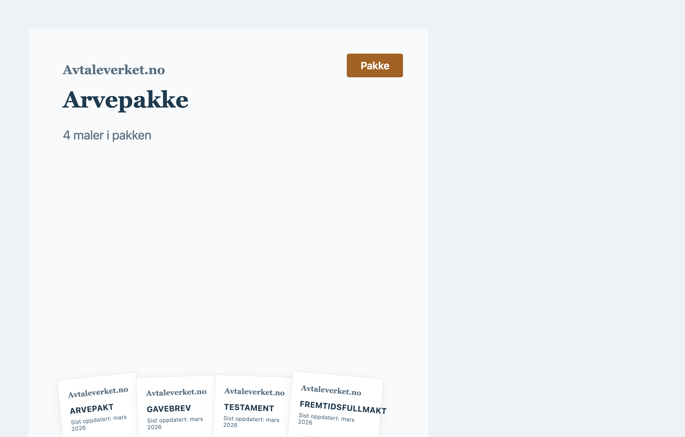Arvepakke — juridisk avtalemal fra Avtaleverket