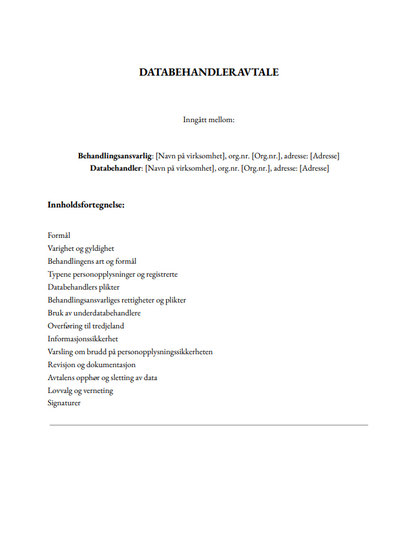 Databehandleravtale