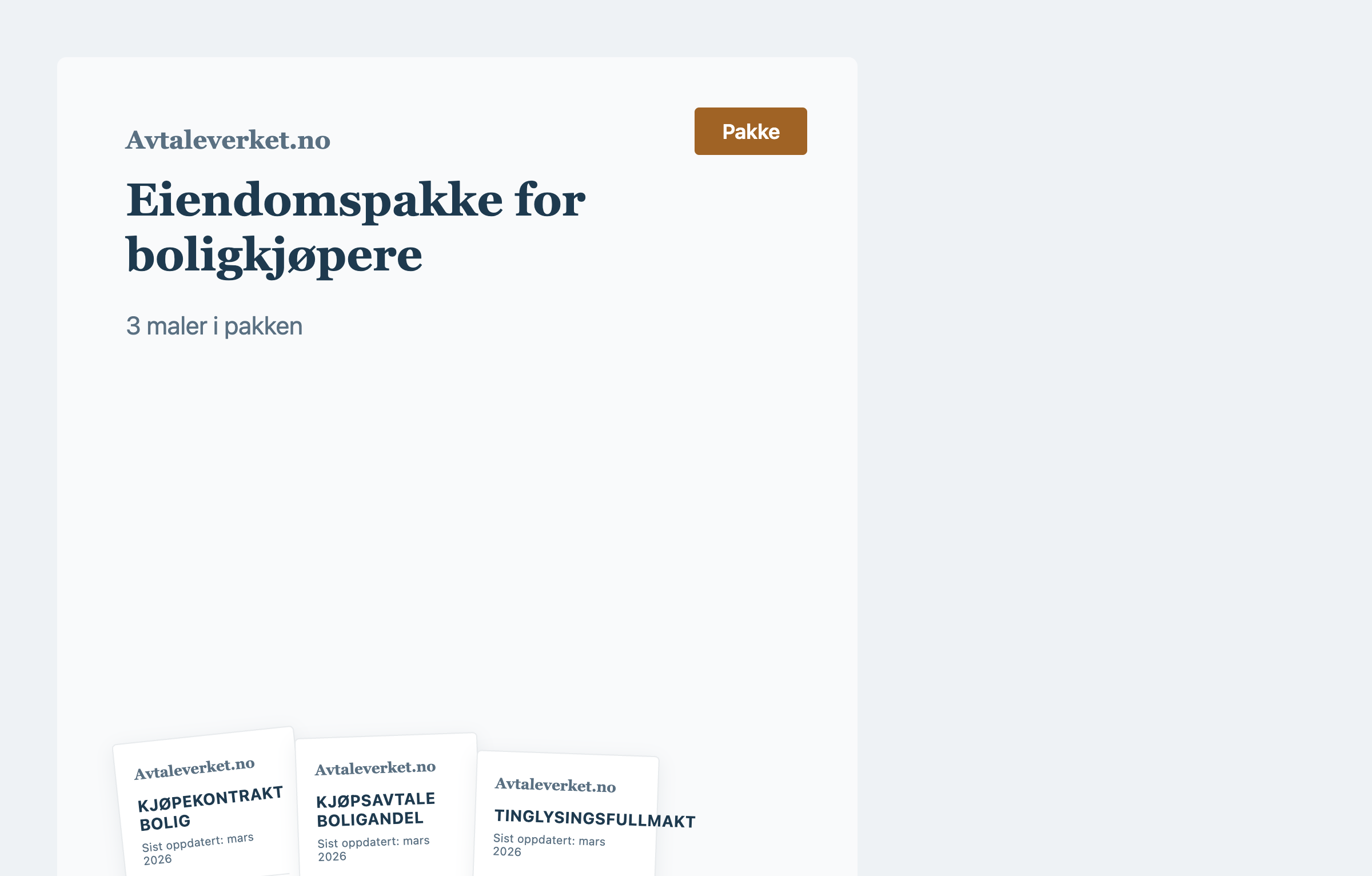 Eiendomspakke for boligkjøpere — juridisk avtalemal fra Avtaleverket