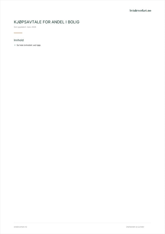 Familiepakke for samboere — forside med innholdsfortegnelse