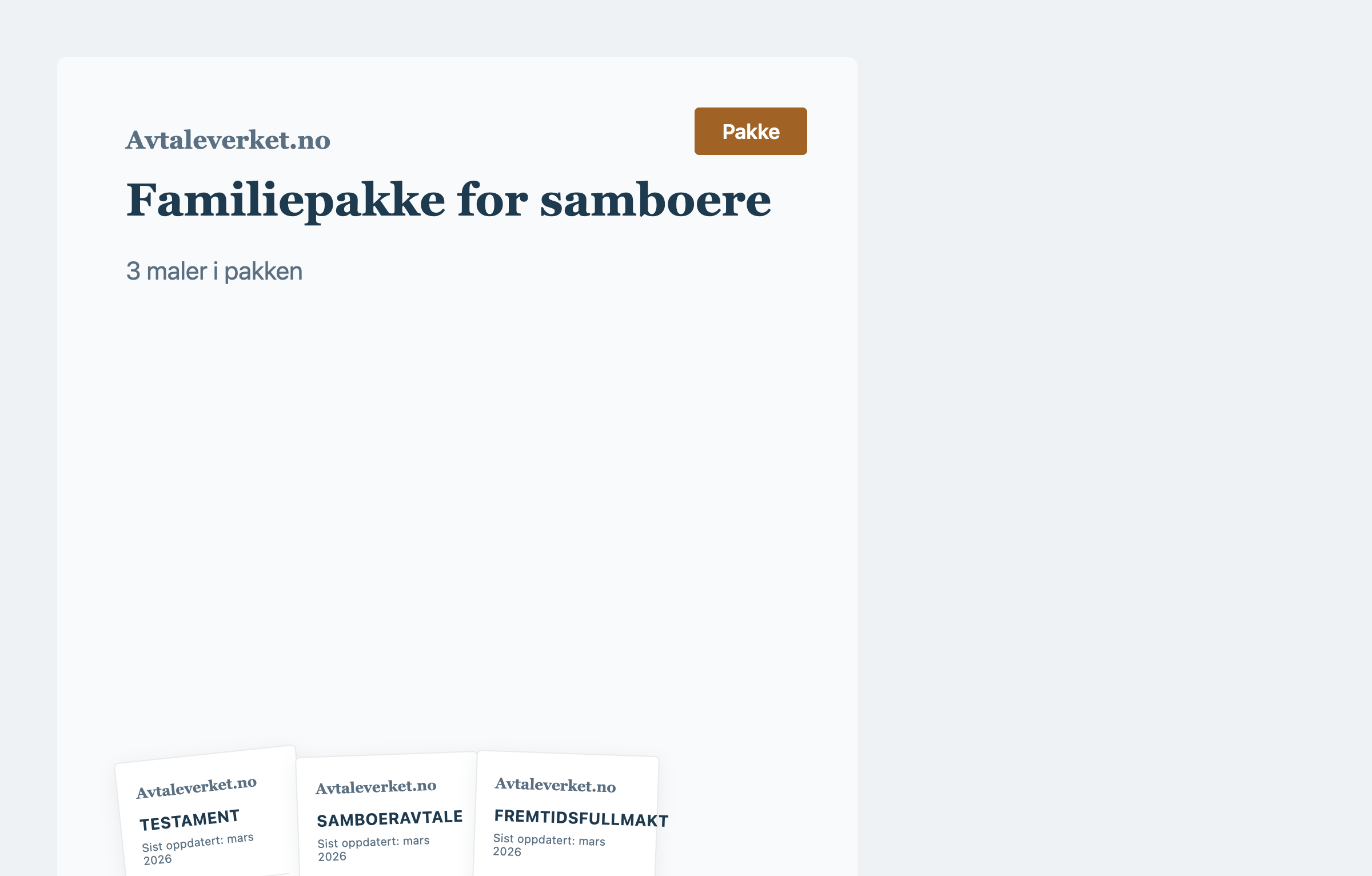 Familiepakke for samboere — juridisk avtalemal fra Avtaleverket