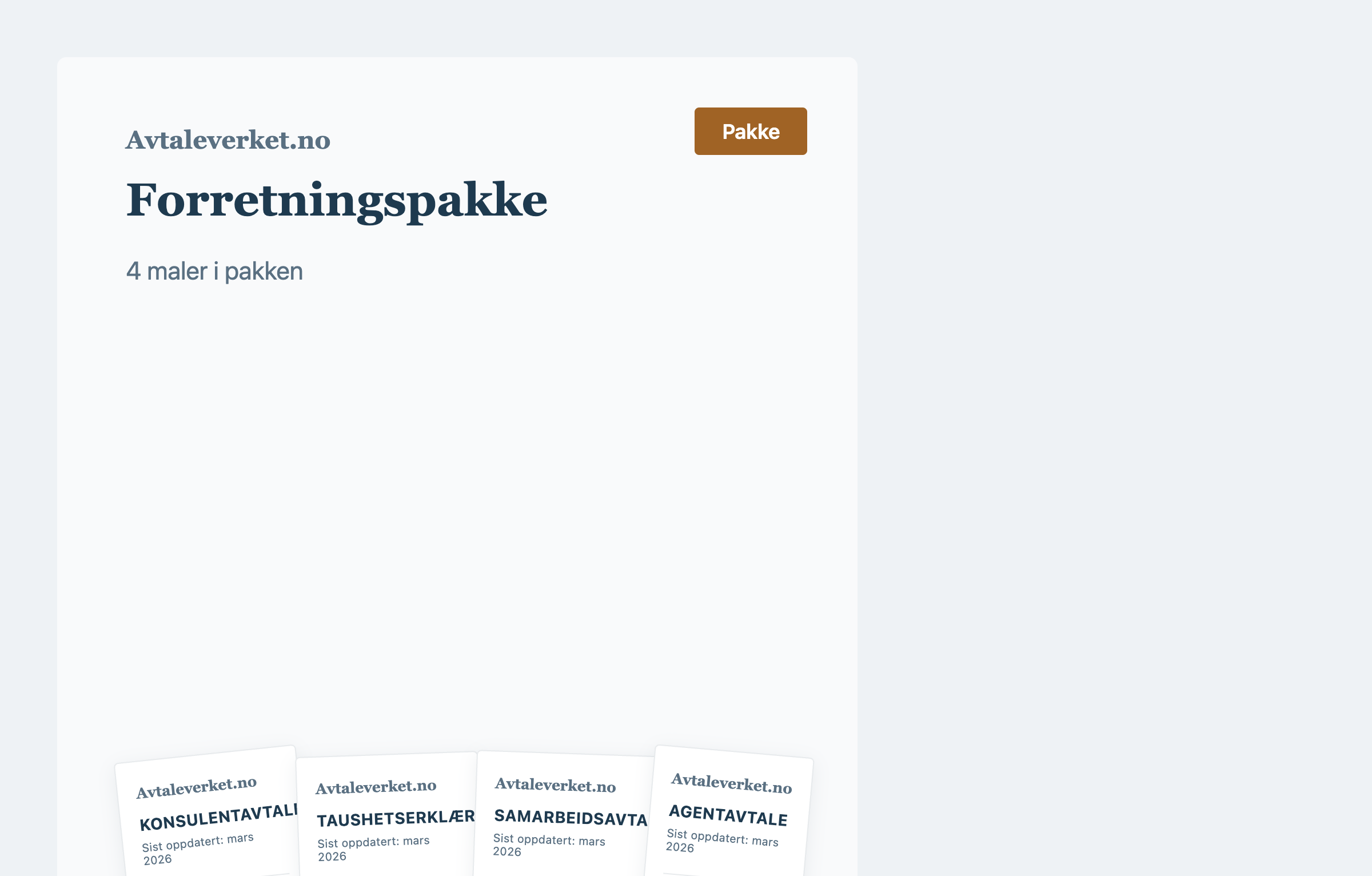 Forretningspakke — juridisk avtalemal fra Avtaleverket
