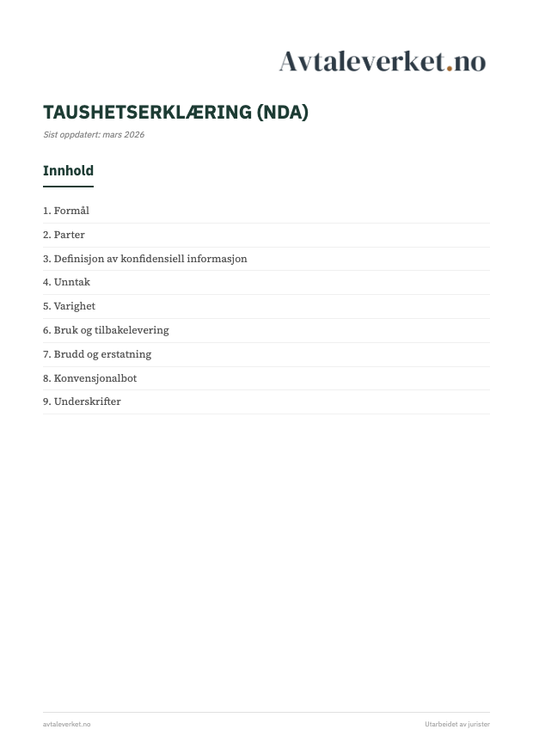 Taushetserklæring (NDA) - forsidebilde