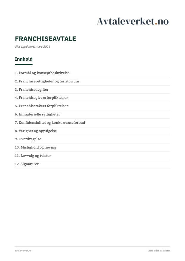 Franchiseavtale - forsidebilde