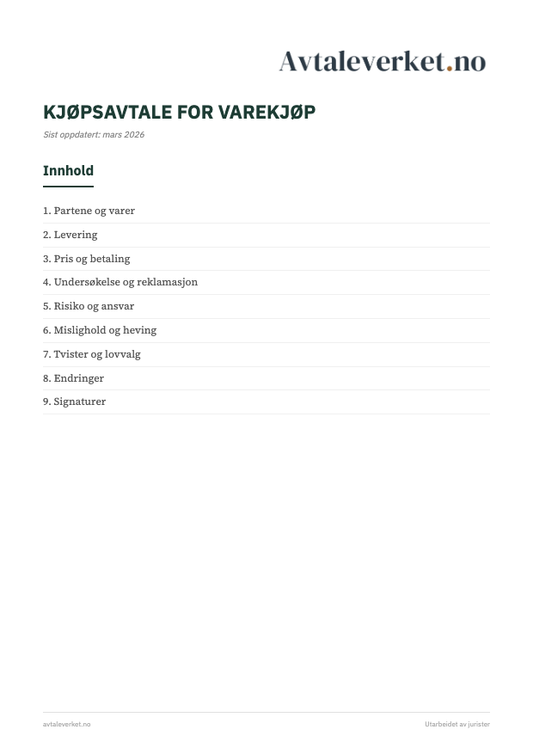 Kjøpsavtale - forsidebilde