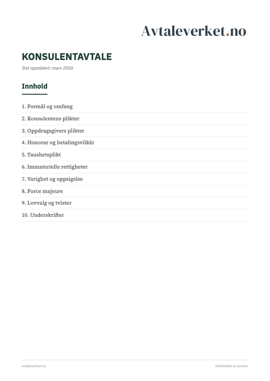 Konsulentavtale - forsidebilde