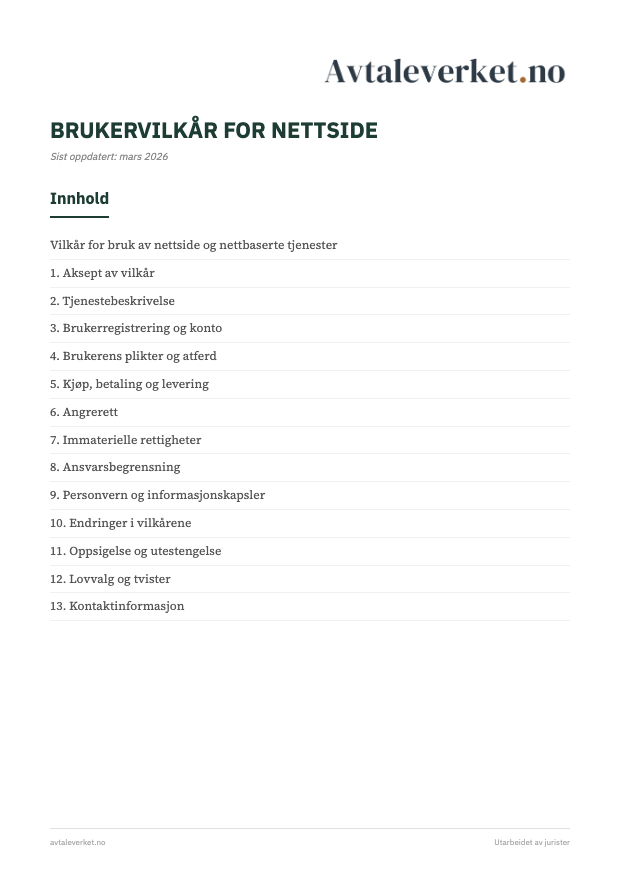 Brukervilkår nettside - forsidebilde