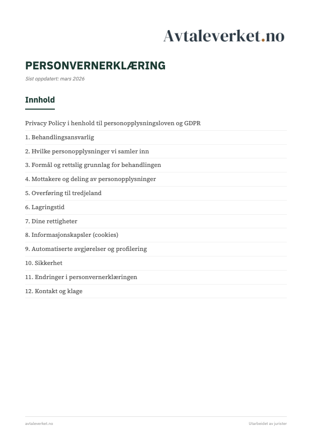 Personvernerklæring - forsidebilde