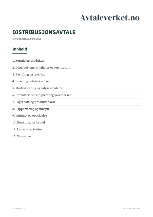 Distribusjonsavtale - forsidebilde