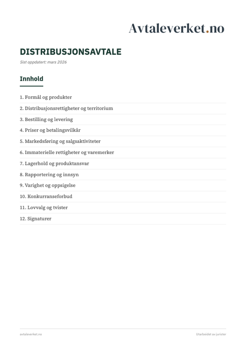 Distribusjonsavtale - forsidebilde