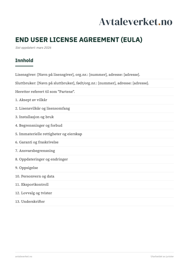 EULA (sluttbrukerlisens) - forsidebilde