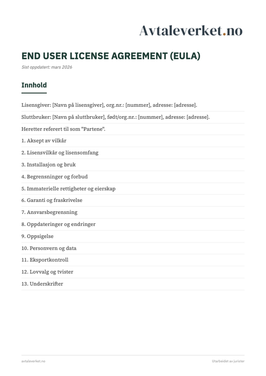 EULA (sluttbrukerlisens) - forsidebilde