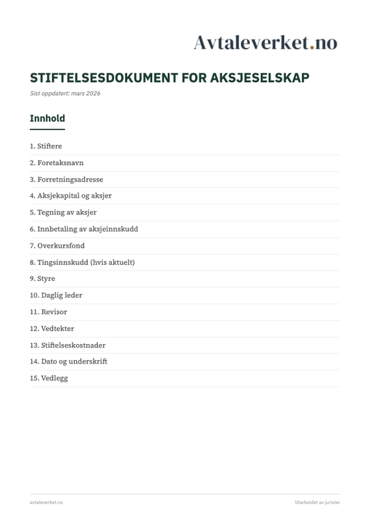 Stiftelsesdokument AS - forsidebilde