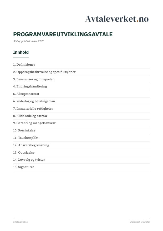Utviklingsavtale programvare - forsidebilde
