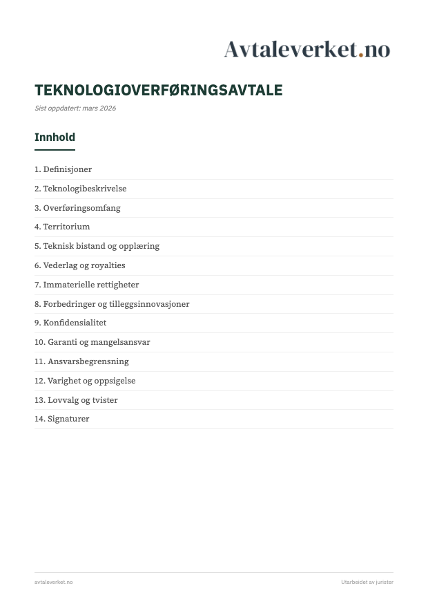 Teknologioverføringsavtale - forsidebilde