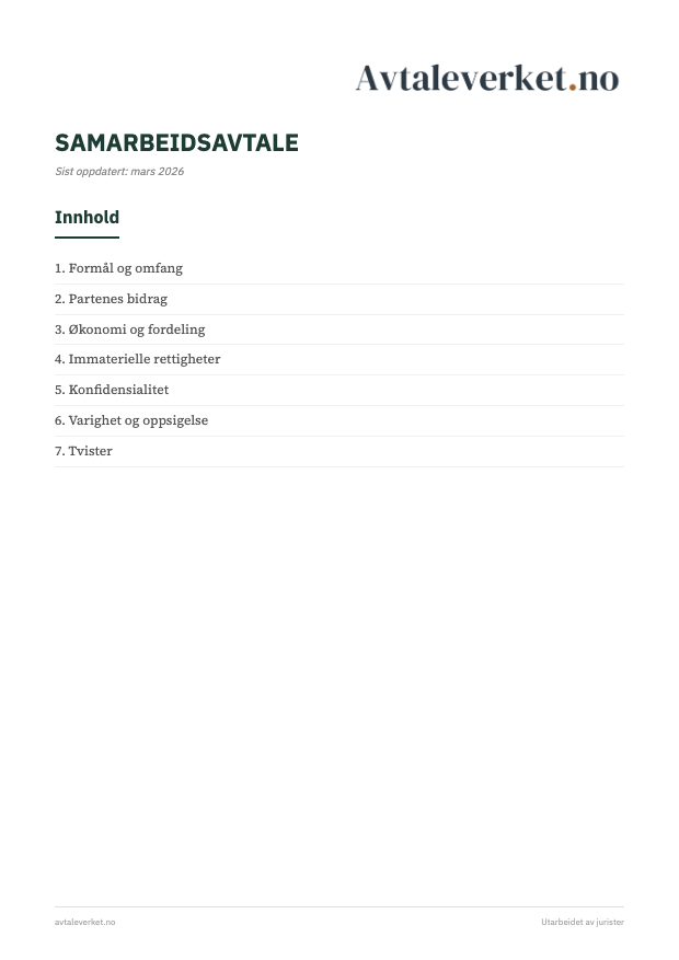 Samarbeidsavtale - forsidebilde