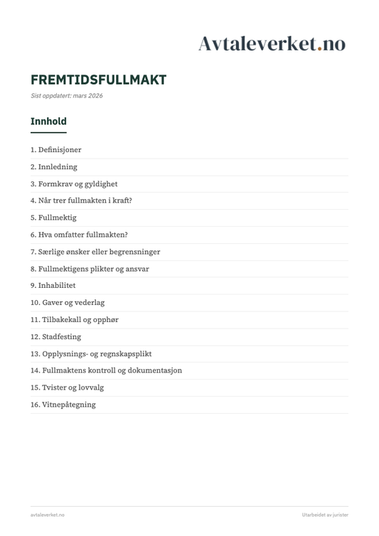 Fremtidsfullmakt - forsidebilde