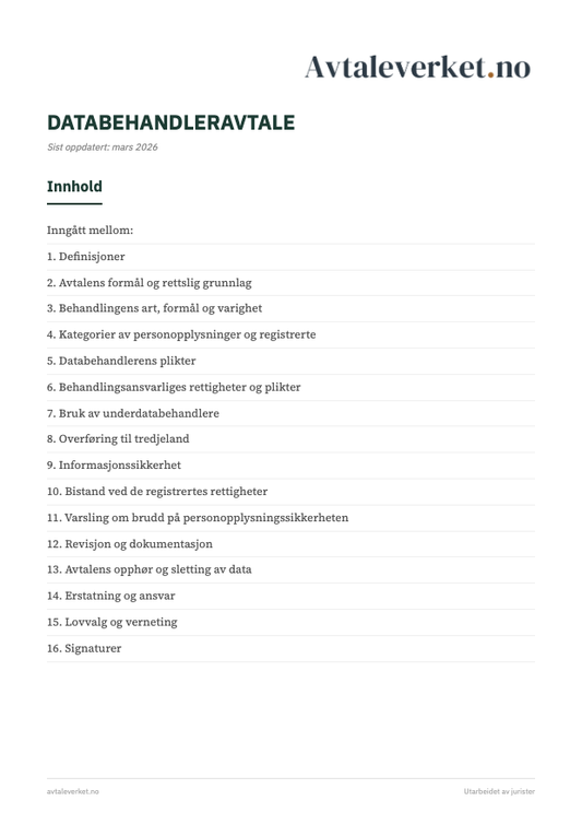 Databehandleravtale - forsidebilde