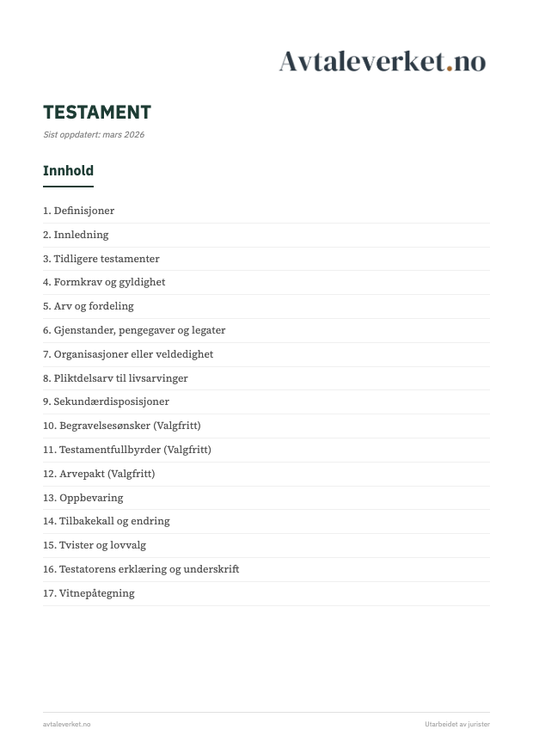 Testament - forsidebilde