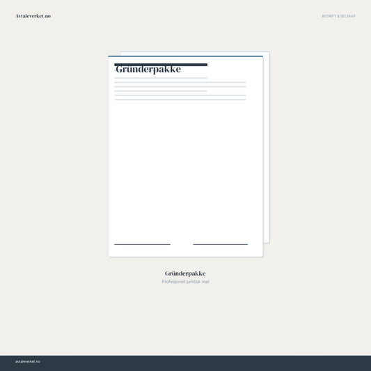 Gründerpakke — juridisk avtalemal fra Avtaleverket