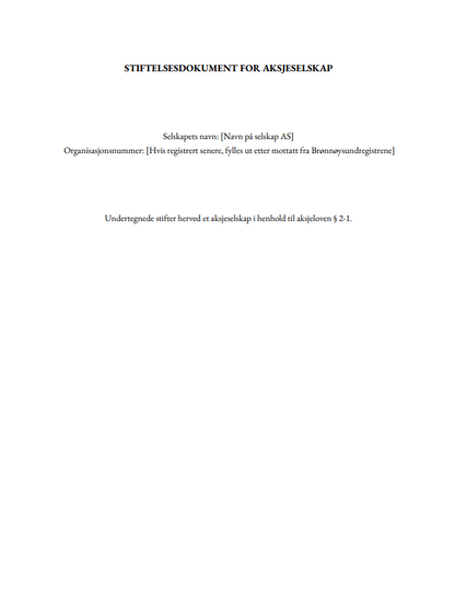 Stiftelsesdokument AS