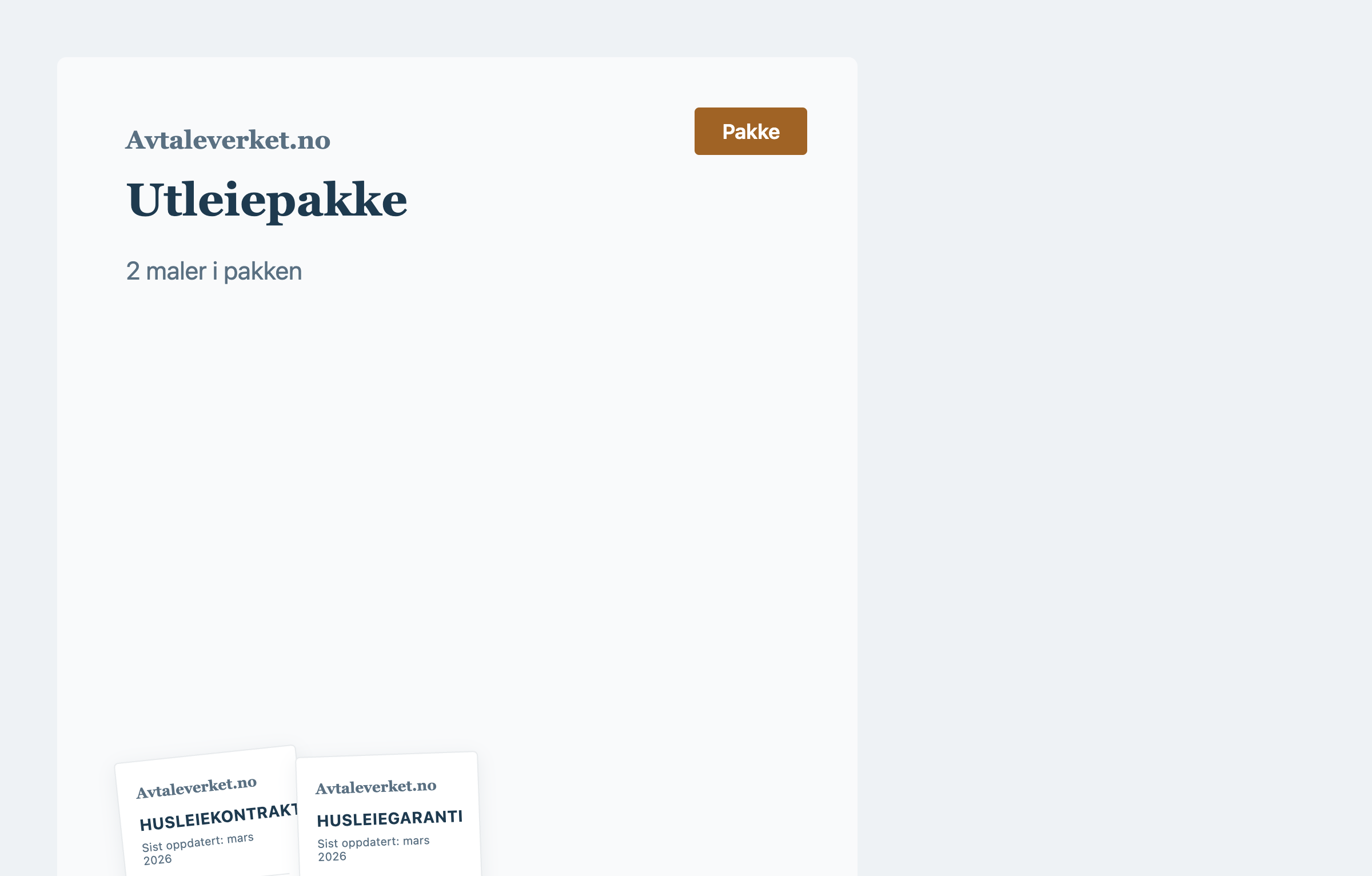 Utleiepakke — juridisk avtalemal fra Avtaleverket
